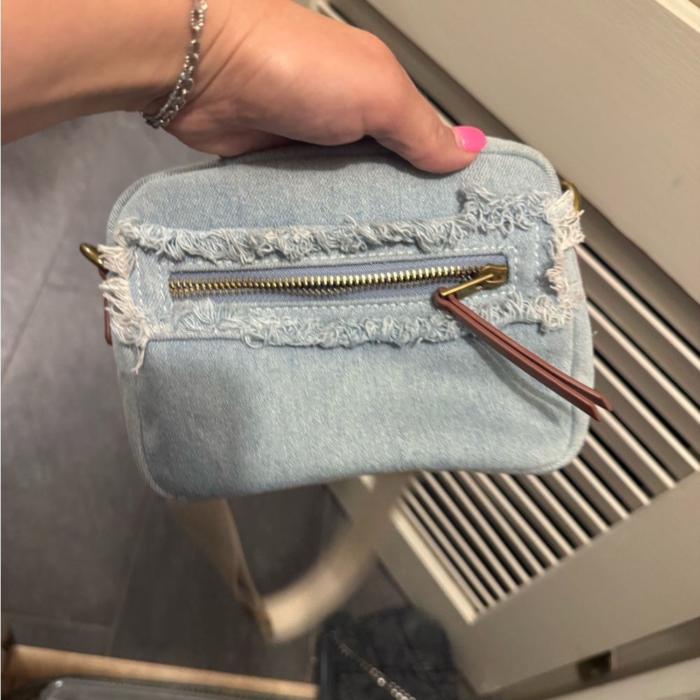 Universal Thread Blue Shoulder Bag with Frayed Detailing